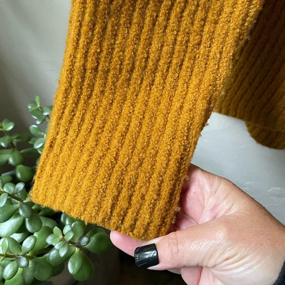 Madewell Northfield Mock Neck Chunky Funnel Knit Harvest Gold Sweater - Picture 5 of 13